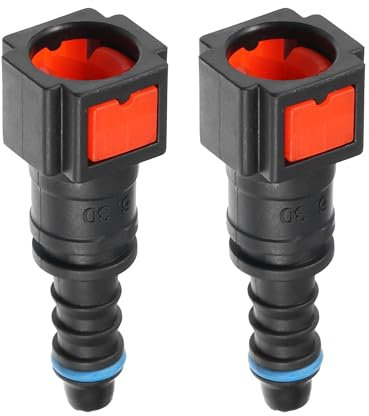 A ABSOPRO Car Fuel Line Hose Quick Release Connector Straight 1/4 6.3mm SAE to 1/4 6mm Disconnect Hose Plastic Red (Set of 2)
