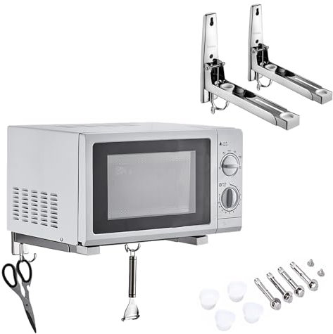 HJXGQJM 304 Universal De Acero Inoxidable Horno De Microondas Estante, para La Cocina Pequeña Cuarto De Baño, Retractable Plegable Horno De Microondas Montado En La Pared Soporte De Soporte De Rack