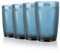Jeoyan Set de 4 Vasos de Cristal Agua Azules, 350ml Vintage Taza de Vidrio con Relieve, Copa de Vino vajillas de Colores, Cristaleria para Bar Restaurante en Casa, Apto para Lavavajillas