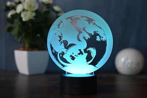 Optechvisual Magische Drachen-LED-Tischlampe: Japanische Kunst und dynamische Drachenbeleuchtung für Sammlerstücke, 000000004