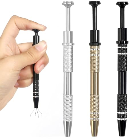 3 Pezzi Pinzetta per Gioielli Pinzette per Gemme con 4 Artigli Pinza per Piercing Pick-Up Pinze Diamante Grabber Catcher Strumento di Raccolta Porta Gioielli per Perle Gioielli Orologi Occhiali