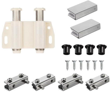 QUARKZMAN Magnetischer Schließfang, 1 Satz Doppelter Magnetischer Schließfang für Schranktüren, Magnetischer Druckverschluss geeignet für Haus, Büro und Glastüren (Silber, 66x34x19mm)