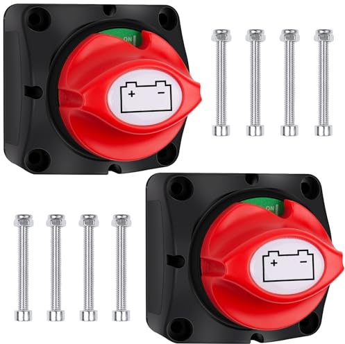 Bolatus 2 Pièces Coupe Circuit Batterie 12V 24V 48V coupe batterie 1-2-Both-OFF, Master Switch batterie 275A interrupteurs de battrie pour Yacht Bateau Camion Bus Voiture Moto