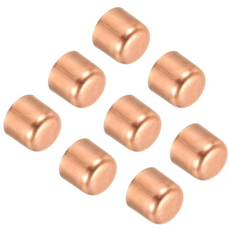 PATIKIL Tappo per Estremità Tubo in Rame 1/2 Pollici ID, 8pz Raccordi a Saldare per Impianti Idraulici HVAC Condizionatori d'Aria, Tono Rame