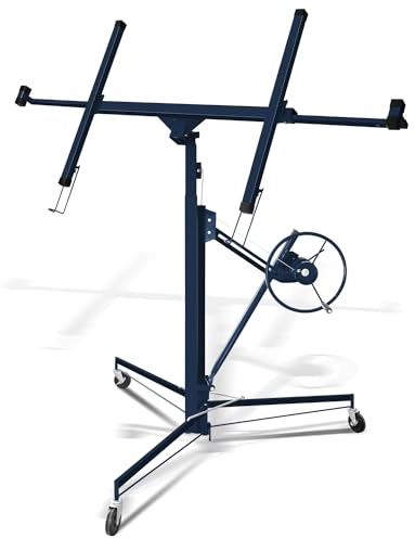 Izrielar Plattenheber XXL für Rigipsplatten, Höhenverstellbar 132-325cm Arbeitshöhe, Max 295cm Lastarmbreite und 68 kg Traglast, Klappbar Montagehilfe für Trockenbau und Terrassenplatten,Blau
