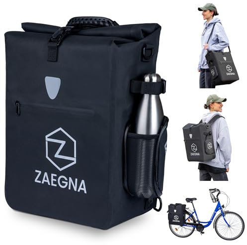 ZAEGNA 3 in1 Fahrradtasche für Gepäckträger - wasserdichte Fahrrad-Gepäcktasche, Rucksack & Umhängetasche - Fahrrad Tasche mit Laptopfach & Bodenplatte
