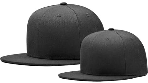 AHTKrvin 2 cappellini regolabili con visiera piatta e 4 adesivi autoadesivi per cappello da incidere, colore: nero, Nero , Taglia unica