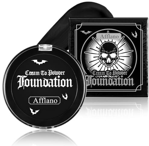face body paint, Schwarze Full-Coverage Foundation für Gesicht und Körper - Creme-zu-Puder Foundation für SFX, Halloween, Clown-Make-up, Zombie- und Gothic Looks, Bodypainting & Cosplay