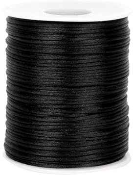 1,5 mm x 100 m, cavo nero, per borsa all'uncinetto, cordino nero, resistente agli strappi, filo di poliestere per bracciali, collana intrecciata, creazione di gioielli, fai da te