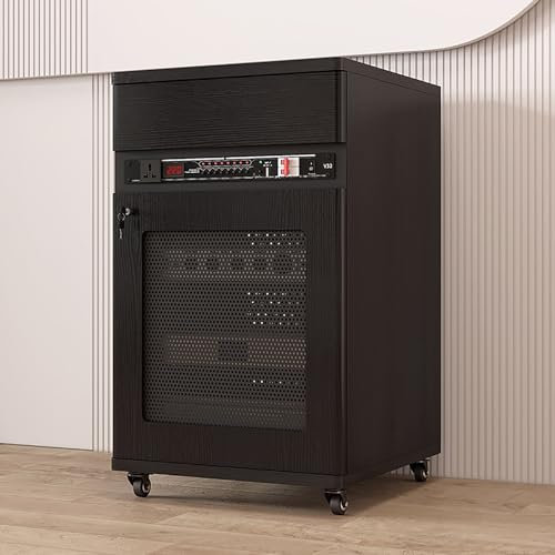 CASEGO Konsolenschrank, Medienschrank, DVD-Vitrine, mit Lagerregal, Medienschrank, Media-Audio-Tower-Schrank (Black 52x55x90cm)