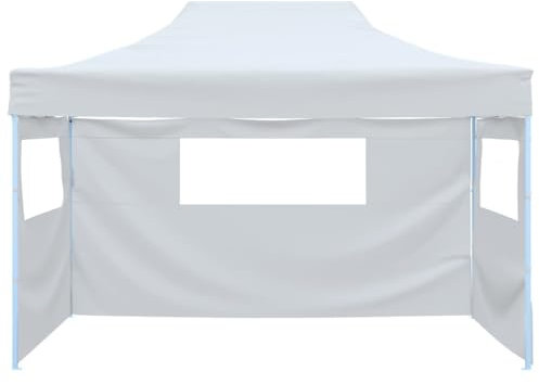 Markise Pavillon Pergola Weidezelt - Partyzelt Faltbar mit 3 Seitenteilen 3x4,5 m Weiß für Festival Garten Terrasse Events