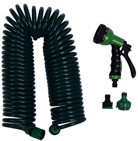 Gartenschlauch, Spiral-Gartenschlauch, flexibler Gartenschlauch, einziehbarer, gelockter Wasserschlauch, Bewässerungsschlauch, spiralförmiger Wasserschlauch für Garten, Rasen,