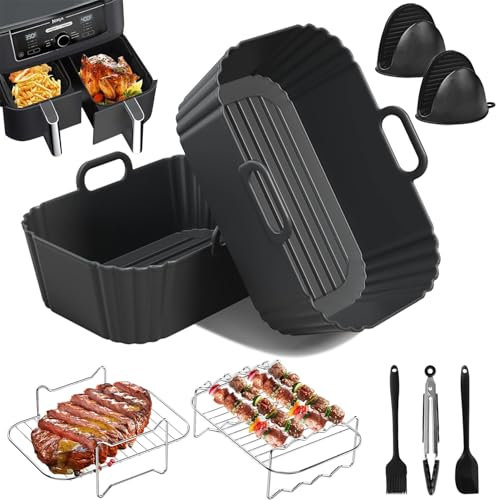 FumyFumy 9 Paquet Moule Silicone Air Fryer pour Ninja Foodi AF400EU AF300EU Double Stack SL400EU 9.5L, Air Fryer Accessoires, Plat pour Air Fryer Ninja Accessoires de cuisine réutilisables