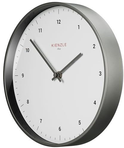 Kienzle lautlose Funk-Wanduhr, Edelstahlrahmen, 25 cm Durchmesser, automatische Zeiteinstellung, batteriebetrieben