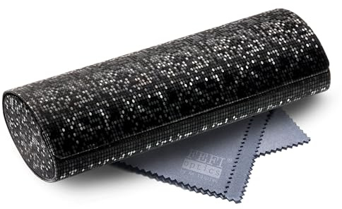 FEFI - Brillenetui Hardcase – atemberaubende Glitzer-Optik in Premium Qualität – Magnetverschluss – Perfekter Schutz – inkl. Mikrofasertuch – Damen & Herren
