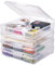 VEVOR Scrapbook Paper Storage, 4 Pack Stackable Plastic Board Game Boxes, Clear Multi-Purpose Document Case with Rounded Corners and Double Latches, for Office Essentials Tools Arts Crafts Supplies