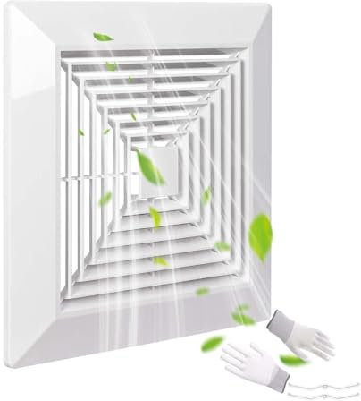 PTLEVYN Bathroom exhaust fan Cover White plastic with spring grille Square Ceiling Ventilation cover Replace Exhaust Fan Cover Ceiling Exhaust Fan Accessories Quick disassembly design (1 Pc 12x12inch)