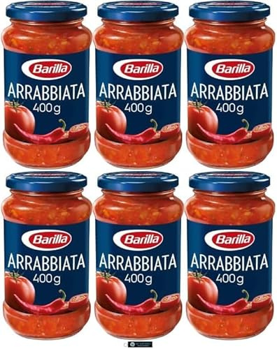 Barilla Arrabbiata Tomatensauce mit Chili, 6 x 400g Gläser,+ keyring italy shop service