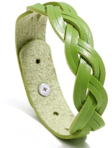 EMEMcharm Bracelet en Cuir Tressé Réglable Longueur 16–20 cm Bijou Mode Femme 6 Couleurs gm109 (Vert)