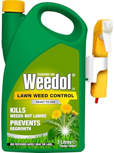 Weedol Lawn Weed Control 3L Ready-to-Use | Spot Treatment for Broadleaf Weeds Without Harming Grass | Fast-Acting Lawn Weed Killer for Dandelions, Clover & More