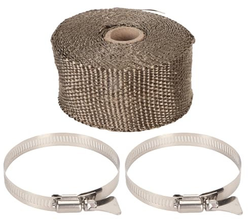 Gaine isolante ignifuge pour tuyau, manchon réglable haute température pour tuyaux d'échappement de poêle à bois, de moto, en fibre de verre, 500 x 5 cm, avec 2 clips