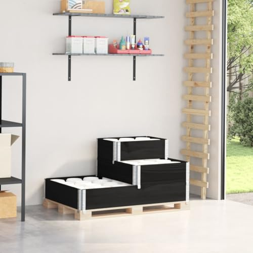 ZQQLVOO Paletten-Aufsatzrahmen 3-Fach Schwarz pflanzenkübel pflanzkübel for Terrasse Innen 120x80 cm Massivholz