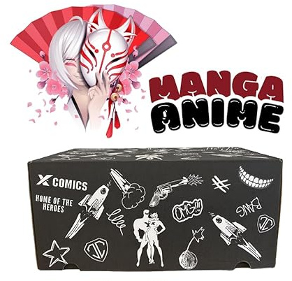 Anime & Manga Box mit T-Shirt – Überraschungsbox mit Figuren, Accessoires & Fanartikeln – Geschenk für Anime Fans – Original lizenzierte Artikel