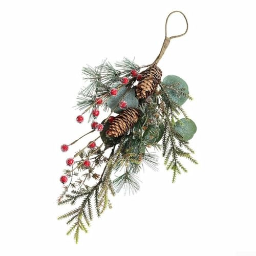 HpLive Decoración artificial para árbol de Navidad, 40 cm, con bayas rojas y piñas, rama decorativa para árbol de Navidad, coronas, arreglos de mesa