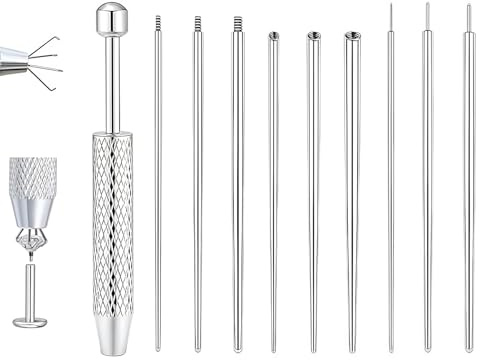 AstraGlam 10 Stück Piercing Zange Set,12G 14G 16G 18G 20G Piercing Taper Insertion Kugel Aufdreher, Werkzeug Zum Öffnen Und Wechseln, Zubehör Für Ohr Und Nase