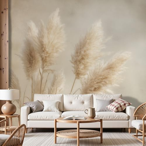 Dyjuaa Pampas Grass Photo Wallpaper Vintage Nature Murals 350x256 cm Pastoral Plant Wall Mural for Bedroom Living Room TV Background Sofa Wall (not self-Adhesive)