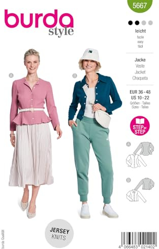burda style Papier-Schnittmuster Damen Blazer #5667 Gr. 36-48 Nählevel: leicht