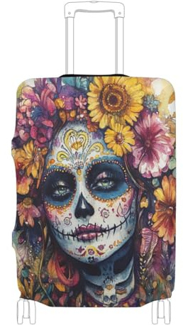 EtherSpher Dia De Los Muertos mexikanische elastische Handgepäck-Schutzhülle, kratzfeste Abdeckung für Koffer, Gepäckschutz, passend für 45,7 - 81,3 cm Gepäck, Dia De Los Muertos Mexikaner, L 26-28 in