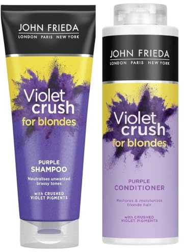 John Frieda Violet Crush Blondes Purple Shampoo 250ml&Conditioner 500ml Set, with Crushed Violet Pigments