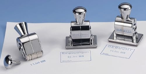 Wedo 876 Stema Datumstempel (mit Text Eingegangen (4 Felder) Abdruckgröße 3 x 5 cm, verchromtes Metallgehäuse)