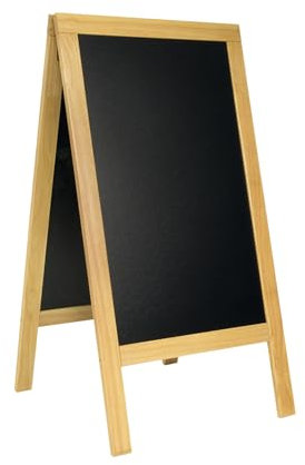 SECURIT - Tableau sur Pied en Bois d'Hévéa Laqué Deluxe - Ardoise Pour Marqueur à Craie Liquide - Pour Restaurant, Bar, Café, Boutique - 75 x 135 cm - Coloris Naturel