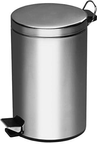 Premier Housewares Pedal Bin Silver Kitchen Bin Stainless Steel Bathroom Bin Pedal Push Kitchen Bins Recycling Bins 5 L