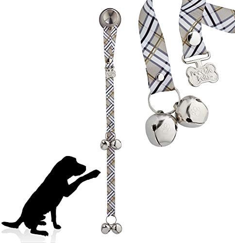 PoochieBells The Original Dog Potty Doorbell, Dog Bells for Potty Training & Puppy Housebreaking, Potty Train Your Dog in Days, Made in America, Sahara Plaid