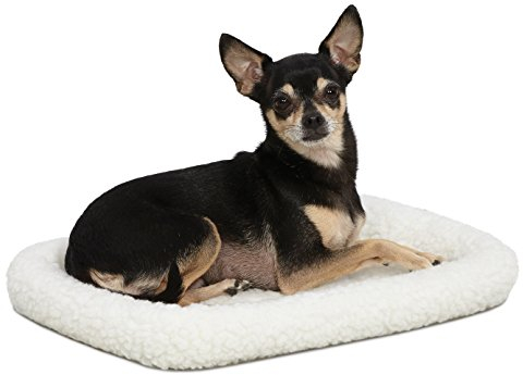 MidWest Homes for Pets Modell 40218 Haustierbett für Hund/Katze, 46 cm lang, Fleece, bequemes Polster, passend für 46 cm lange Hundebox, pflegeleicht, maschinenwaschbar und trocknergeeignet, weiß