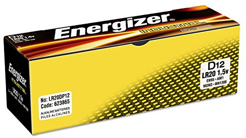 Industrial Alkaline Batteries, D, 12 Batteries/Box, Sold as One Box