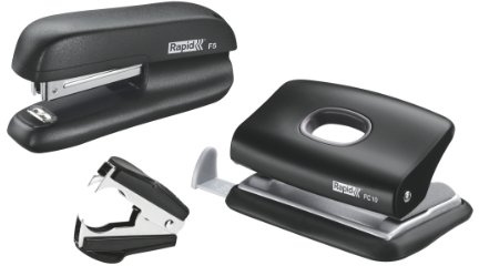 Rapid Mini Stapler and Hole Punch Set, Staple or Punch up to 10 sheets, Staples N°10 Included, Black, F5, 5000267