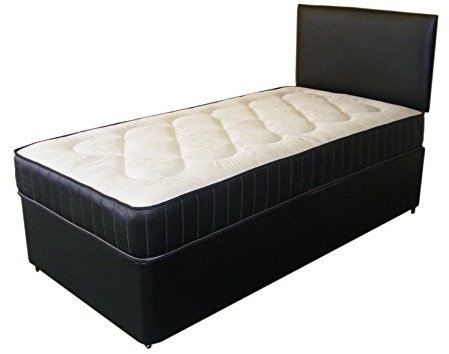 Just Beds Leather Deep Quilt Divan Bed Including Deep Quilt Mattress And Headboard (Available in 2'6 Small Single - 3'0 Single - 3'6 Large Single - 4'0 Small Double - 4'6 Double) (3'0x6'3 Single)