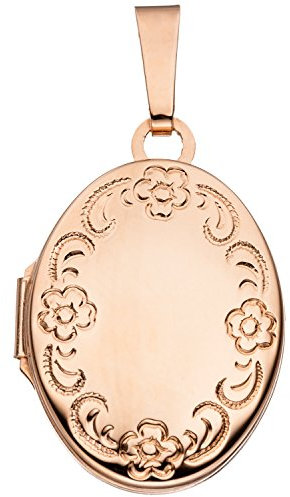 Jobo Damen Medaillon oval Blumen Muster 925 Silber rotgold vergoldet zum Öffnen für 2 Fotos