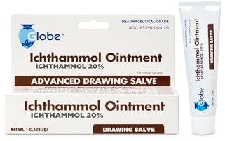 Globe Ichthammol Ointment 20% (Drawing Salve) 1 OZ - Soothing Skin Relief, Treatment of Eczema, Acne, Boils, Splinters, Bee Stings - Maximum Strength