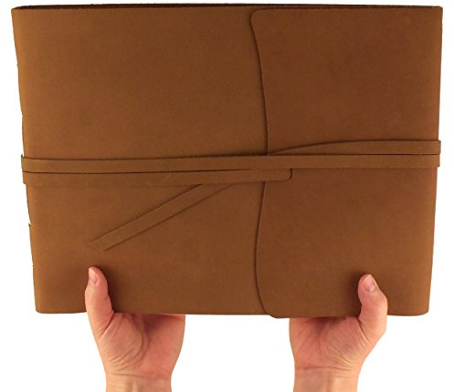 Großes rustikales Fotoalbum aus echtem Leder mit Geschenk-Box – Scrapbook-Stil Seiten – hält 400 10,2 x 15,2 cm oder 200 12,7 x 17,8 cm Fotos