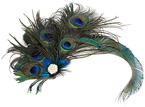 Song Qing Mädchen 1920S-Pfau-Feder-Kostüm Haarspange Flapper Kopfbedeckung Kopfbedeckung Einheitsgröße Grün