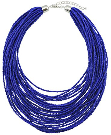Bocar Collier multi-rangs à grosses perles de graines en cluster pour femme Cadeau, Verre Zinc