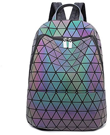 VHVCX Diamant Bao Rucksack 2018 Fashion Luminous Rucksack Frauen geometrische Rückseite Taschen weibliche Rucksack-Schule-Beutel-Mädchen Mochila