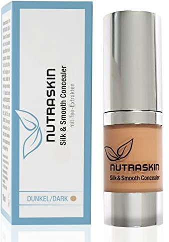 Nutraskin Silk & Smooth Concealer dark – Liquid Concealer I Natürlicher Concealer flüssig für einen makellosen Teint I Kaschiert Hautunreinheiten, Augenringe, Fältchen etc. I Made in Germany I 10ml