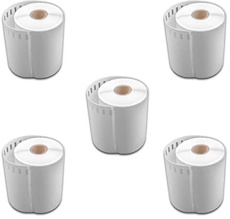 vhbw 5x Etiketten-Rolle 104mm x 159mm (220 Etiketten) kompatibel mit Dymo LabelWriter 5 XL, 4 XL Etiketten-Drucker