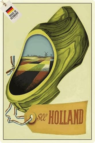 Blechschild 20x30cm gewölbt Urlaub Holland Niederlande Retro Deko Schild